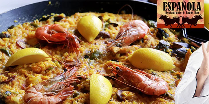 Paella se šafránovou rýží a masem až pro 4 osoby