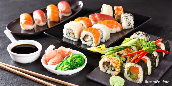 Přijďte sami, ve 2 nebo rovnou ve 4 kdykoliv v týdnu na bohatý sushi set