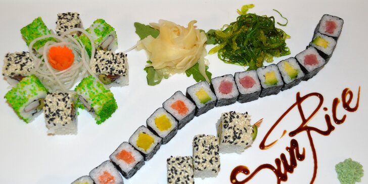 Sushi sety s 28 až 44 kousky v centru města: losos, tuňák, úhoř i avokádo