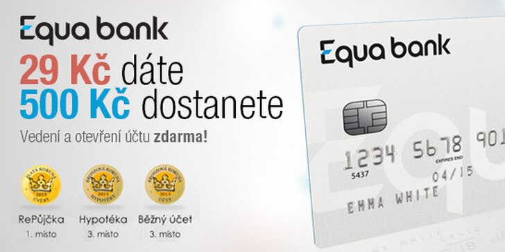 Účet v Equa bank s bonusem 500 Kč
