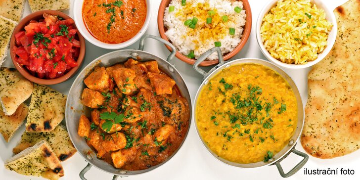 Skvělá indická hostina: 3chodové menu podle výběru pro 2 osoby