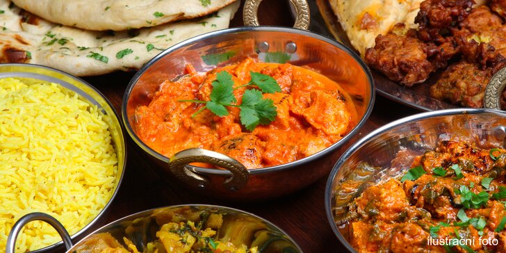 Bohaté indické menu pro 2: poskládejte si barevnou hostinu dle své chuti