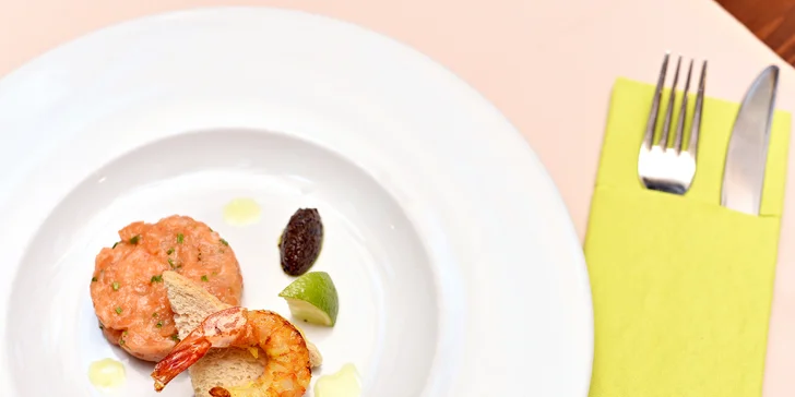 Romantické 6chodové degustační menu se steakem z tuňáka i vepř. panenkou