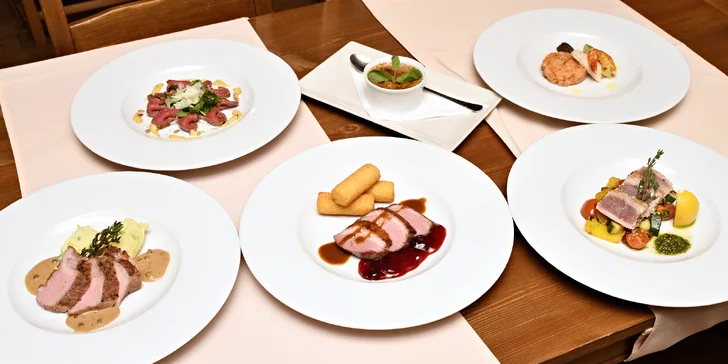 Romantické 6chodové degustační menu se steakem z tuňáka i vepř. panenkou