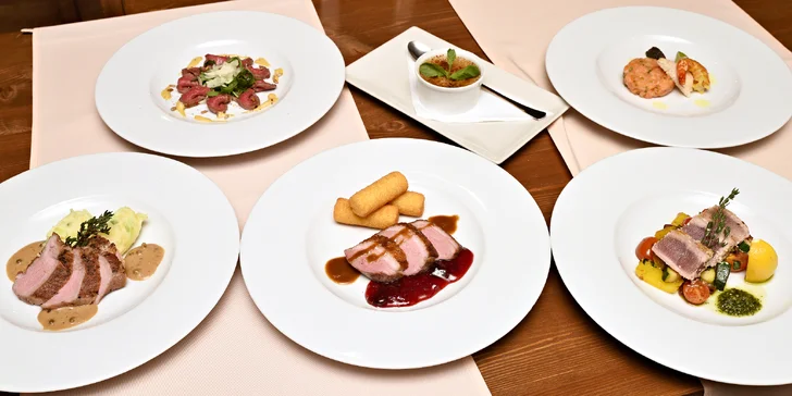 Romantické 6chodové degustační menu se steakem z tuňáka i vepř. panenkou