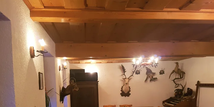 Tříchodové zvěřinové menu: zvěřinová paštika, jelení hřbet a lívance