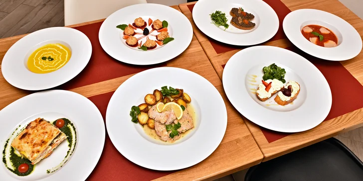 Valentýnské menu pro 2: předkrm, polévka, 2 hlavní chody a dezert dle výběru