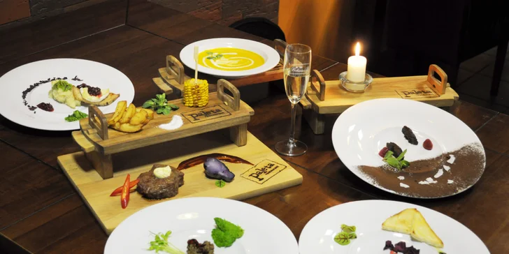 6 chodů jen pro vás dva: steak ze svíčkové, čokoládové lanýže a další dobroty
