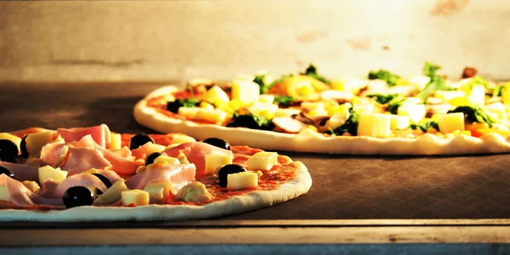 1 nebo 2 pizzy podle výběru ze 32 druhů: odnos s sebou