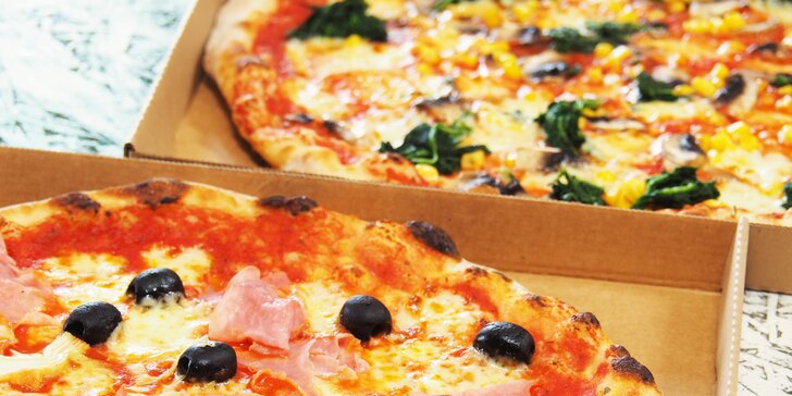 1 nebo 2 pizzy podle výběru ze 32 druhů: odnos s sebou