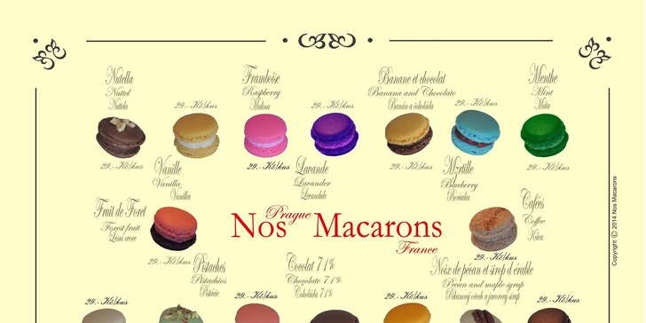Balíček 6, 12 či 24 makronek od Nos Macarons, možnost romantického zdobení