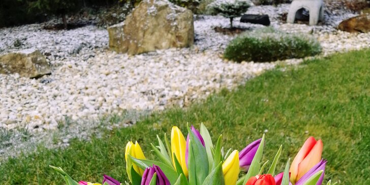 Květiny jako něžný projev lásky: pugét holandských tulipánů s balónky i bez