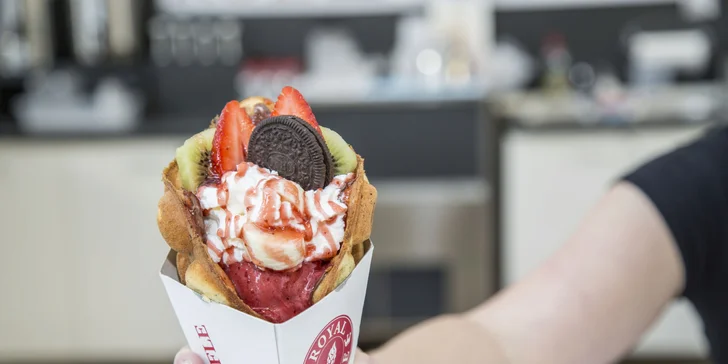 Nadupaná Royal Waffle v kornoutu