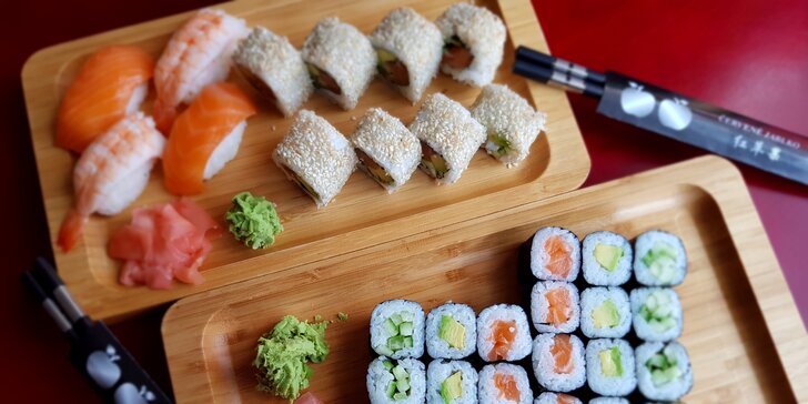 Sushi sety s sebou: losos, krab, avokádo i krevety - 24, 36 nebo 44 kousků
