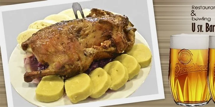 245 Kč za dozlatova pečenou kachničku PRO DVA, variaci knedlíků, červené zelí a dvě piva! Kulinářský výlet do krásné restaurace v prostředí fary z 18. století se slevou 50 %.