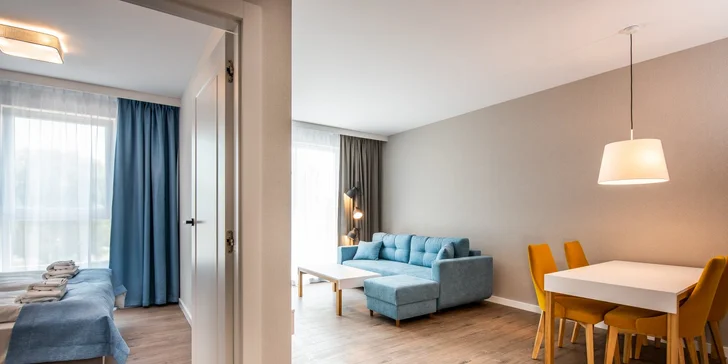 K dispozici tu budete mít pohodlné postele, vlastní balkon, koupelnu se sprchou, kuchyňku s jídelním stolem, lednicí, mikrovlnkou a setem na přípravu kávy a čaje.
