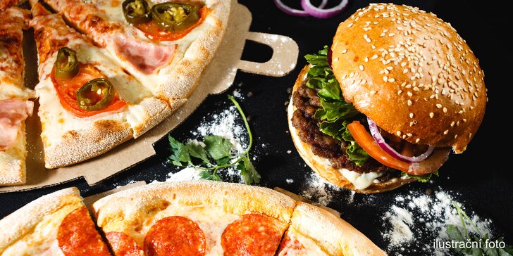 Vyberte si 2 pizzy nebo 2 burgery dle chuti k vyzvednutí ve Flash foodu