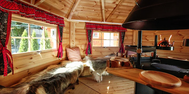 Pronájem finské grillkoty s ohništěm a saunou a Garra Rufa pro 4 osoby