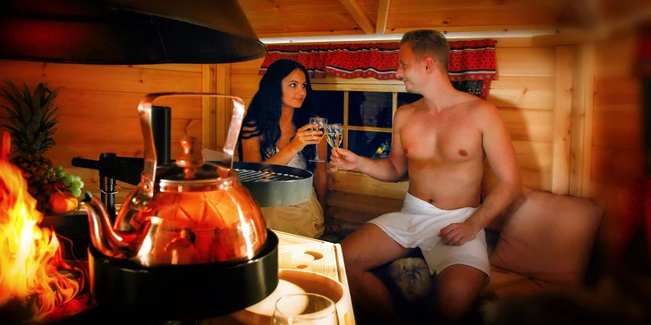 Pronájem finské grillkoty s ohništěm a saunou a Garra Rufa pro 4 osoby