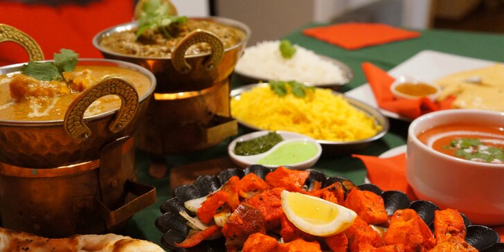 Lahodné indické menu pro 2 osoby: vegetariánské nebo masové a dezert dle výběru