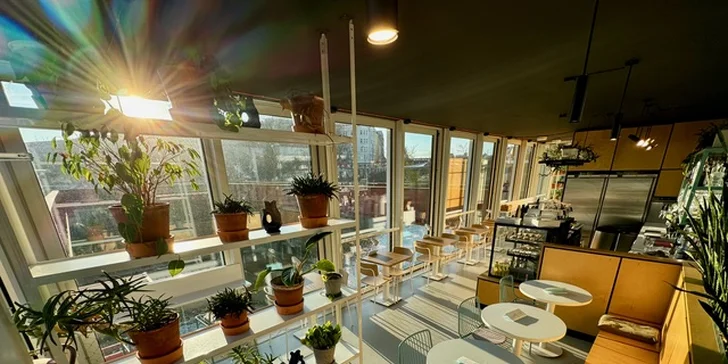 Sympatická kavárna se ve večerních hodinách nenápadně promění v elegantní bar. 
