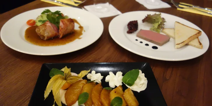 Degustační 3chodové menu pro dva: paštika, grilovaná panenka a dezert