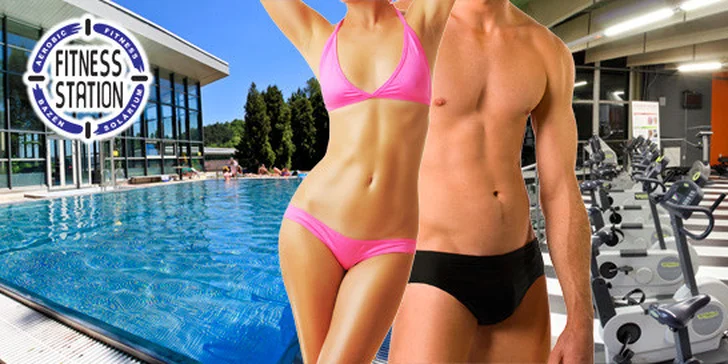 10 vstupů do Fitness Stationu, 10x bazén, whirlpool, sauna + 500 Kč kredit na solárium