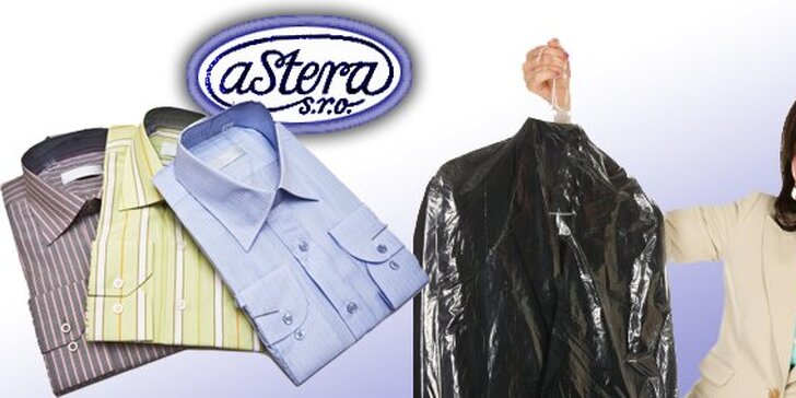 149 Kč za veškeré služby čistírny oděvů Astera v hodnotě 300 Kč. Čistá práce se slevou 50 %.