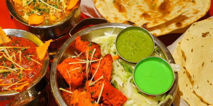 Indie na talíři: 3chodové menu s nápojem pro 2 – vegetariánské i masové