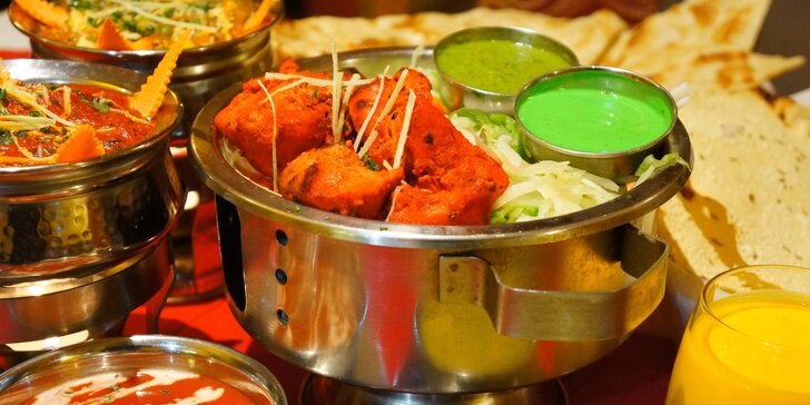 Indie na talíři: 3chodové menu s nápojem pro 2, vegetariánské i masové