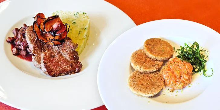 Degustační čtyřchodové menu a neomezený vstup do wellness pro dva