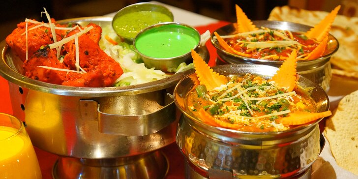 Indie na talíři: 3chodové menu s nápojem pro 2 – vegetariánské i masové