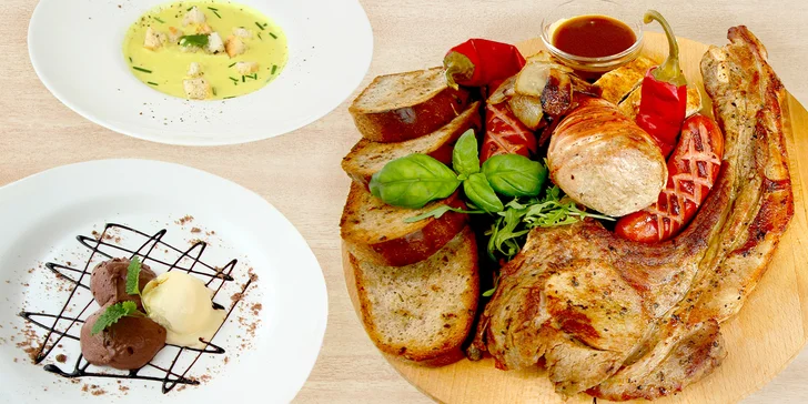Menu Oderberg: polévka, masové prkno, dezert a pivo i pivní lázně pro 2