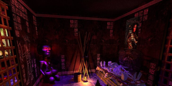 Hodinová mystická úniková hra s tematikou Aztéků pro 2 nebo 4 hráče