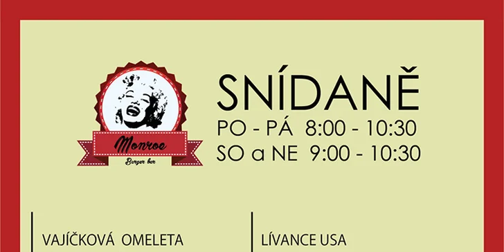 Snídaňové menu dle výběru v originálním americkém bistru