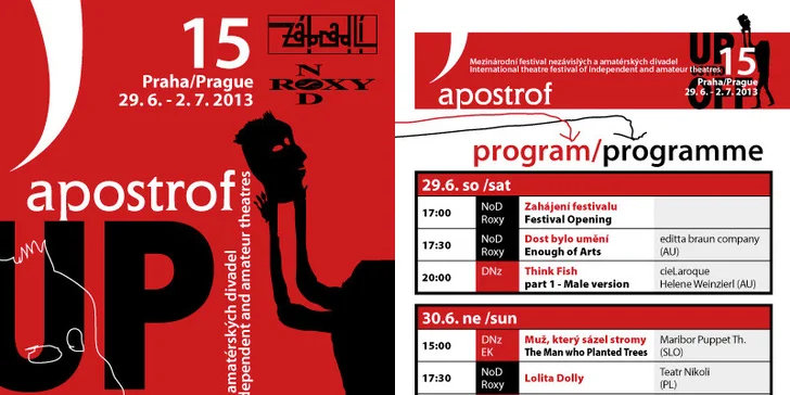 3 vstupenky nebo permanentka na mezinárodní divadelní festival Apostrof 29.6. - 2.7.2013 v Praze