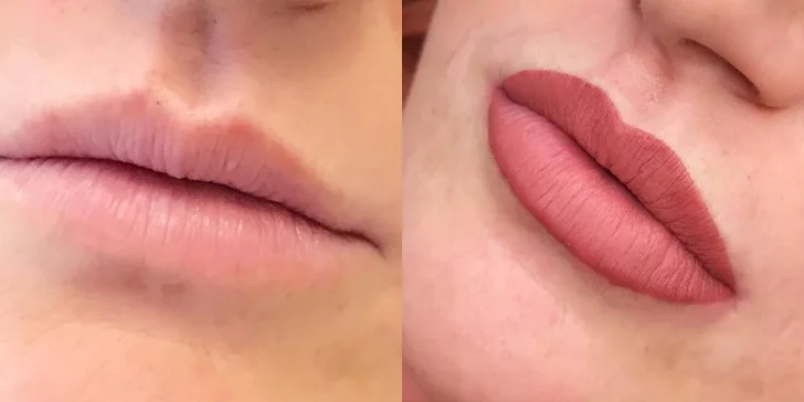 Permanentní make-up rtů nebo obočí metodou vláskování
