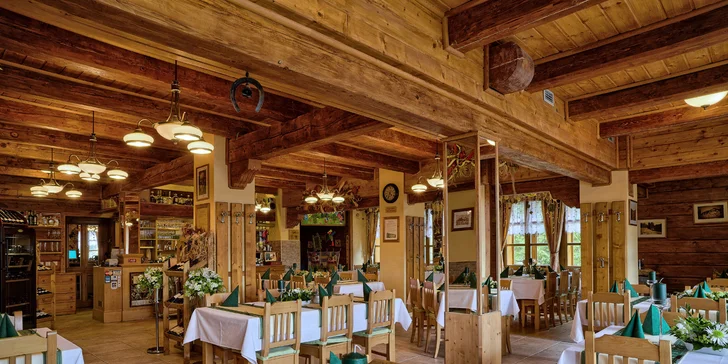 Restaurace se zaměřuje na tradiční šumavskou kuchyni. 
