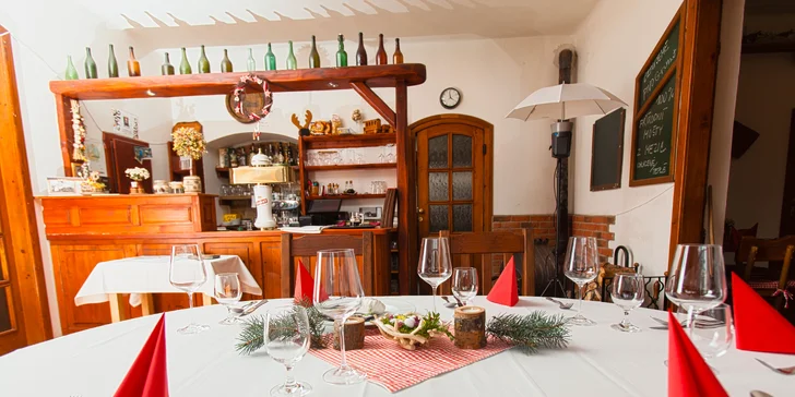 3chodové menu: domácí paštika, kuřecí supreme i vepřový T-Bone steak