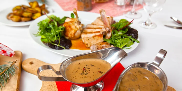 3chodové menu: domácí paštika, kuřecí supreme i vepřový T-Bone steak