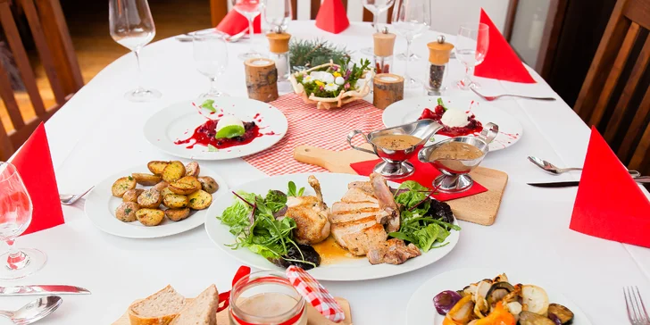 3chodové menu: domácí paštika, kuřecí supreme i vepřový T-Bone steak