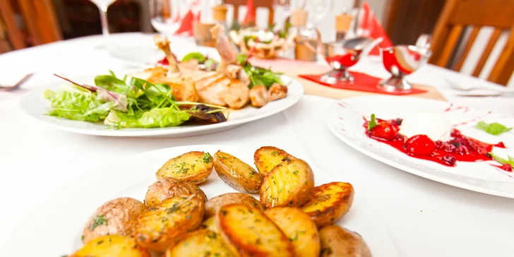3chodové menu: domácí paštika, kuřecí supreme i vepřový T-Bone steak