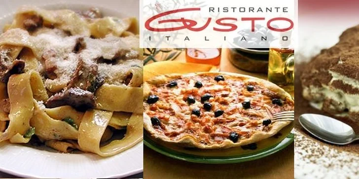 299 Kč za italské menu PRO DVA v restauraci Gusto. Polévky, libovolná pizza či pasta, dezerty i víno se slevou 62 %.