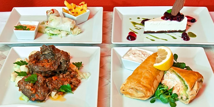 Letní menu pro dva: losos, šafránové rizoto i cheesecake + láhev vína