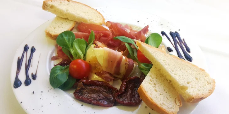 Stylové 4chodové menu pro 2 v italské restauraci na břehu Dyje