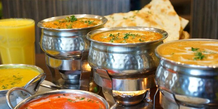 Tříchodové indické menu pro 2 i celou rodinu: masové i vegetariánské pokrmy