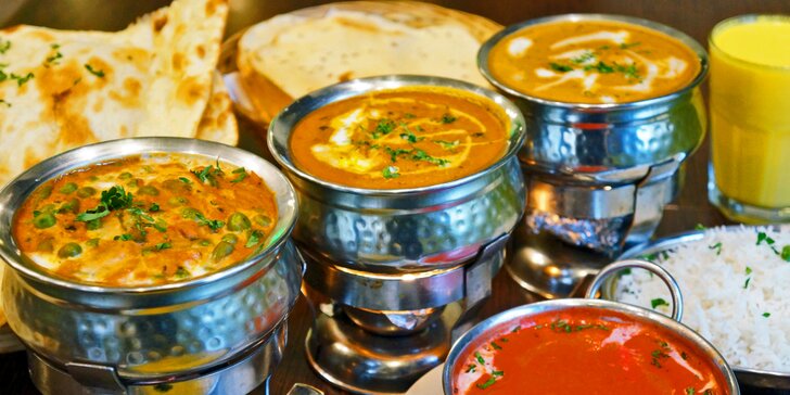 Tříchodové indické menu pro 2 i celou rodinu: masové i vegetariánské pokrmy