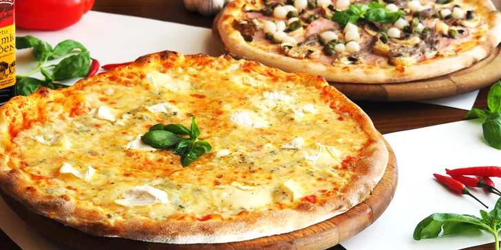 Vyberte si podle chuti: 2× pizza o průměru 32 cm z nabídky 13 druhů