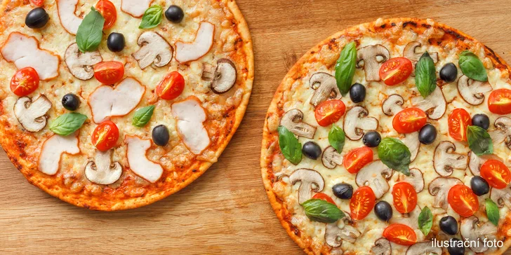 2 pizzy v restauraci s krásným výhledem na historický zámek a hradby