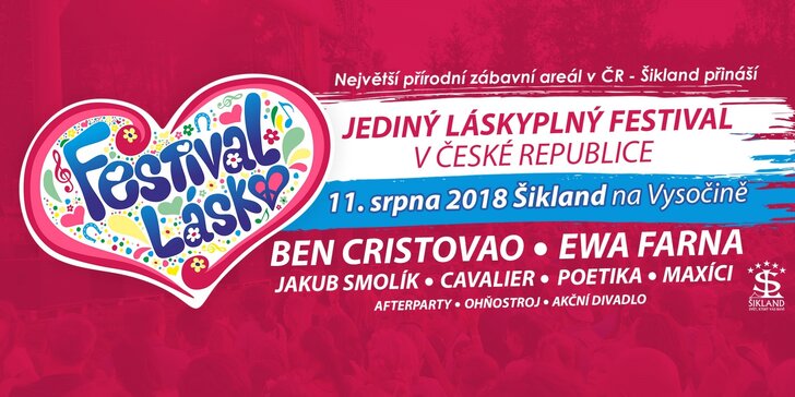 Dvě vstupenky na Festival lásky: Leoš Mareš, Ewa Farna a další v Šiklandu